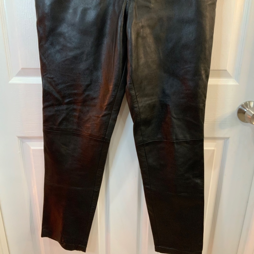 Black Leather Women's Pants - Picture 3 of 7